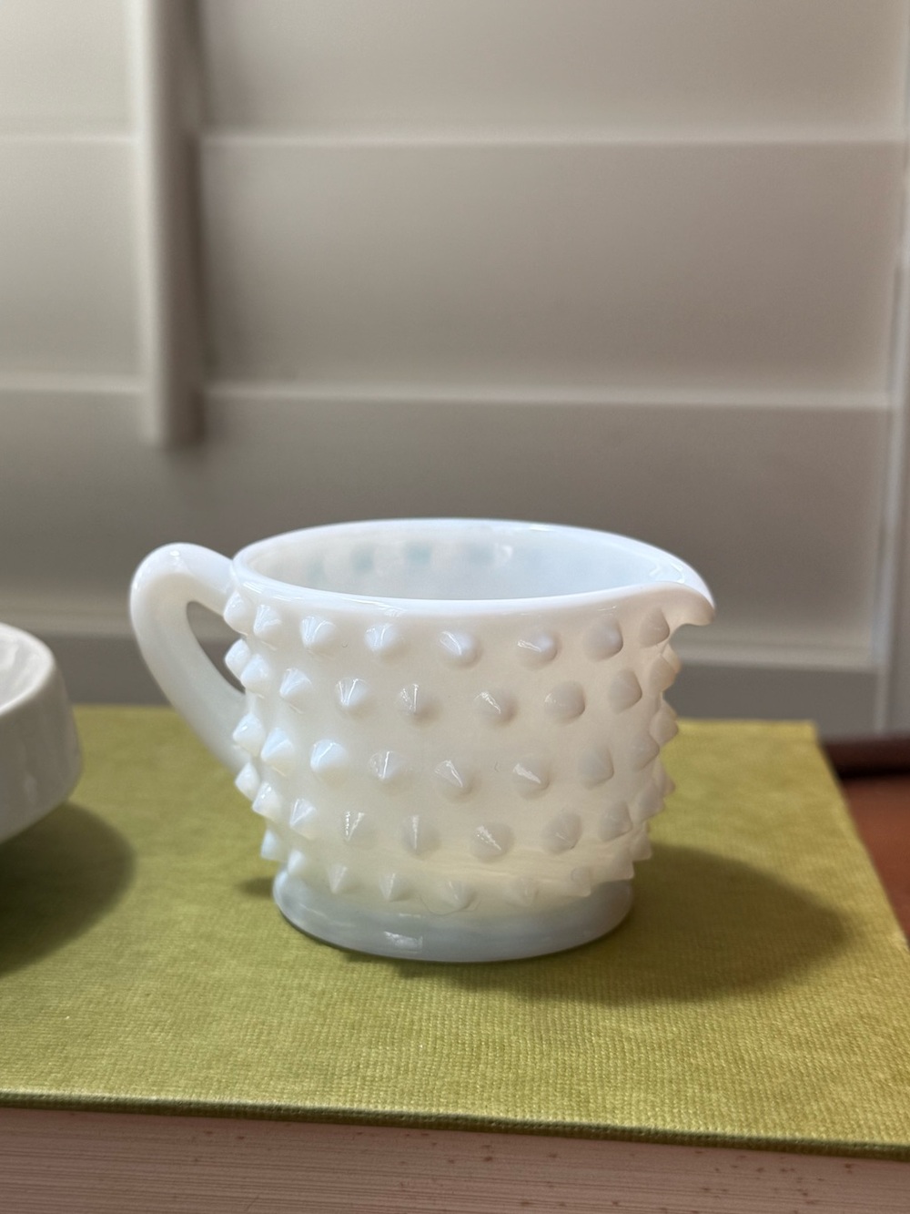 Hobnail Milk Glass Creamer - White Decorative Pitcher